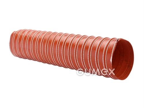 Vzduchotechnická hadice pro horké plyny SIL2, 19/22mm, 2,5bar/-0,73bar, dvouvrstvá tkanina impregnovaná silikonem, ocelová spirála, -80°C/+310°C, červená